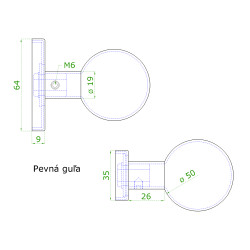 Guľa s oválnou rozetou, pevná, brúsená nerez AISI 304 Guľa s oválnou rozetou, pevná, brúsená nerez AISI 304